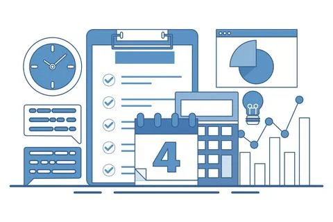 Business planning concept with data analysis, business analysis. Stock Illustration
