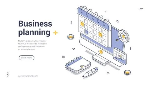 Business planning concept for strategy development, calendar management, and  Stock Illustration