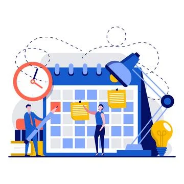 Business planning concept with tiny character. People with a pencil makes n.. Stock Illustration