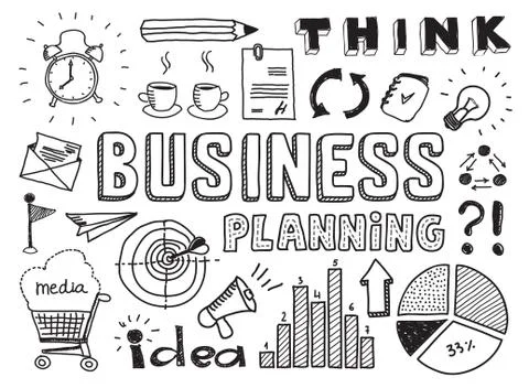 Business planning doodles elements Stock Illustration