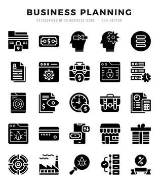 Business Planning elements. Glyph web icon set. Simple vector illustration. イラスト素材