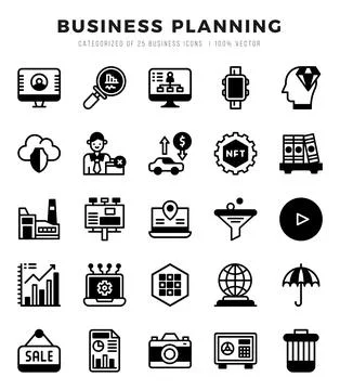 Business Planning elements. Lineal Filled web icon set. Simple vector illus.. Illustrazione stock