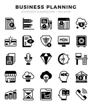 Business Planning elements. Lineal Filled web icon set. Simple vector illus.. Illustrazione stock
