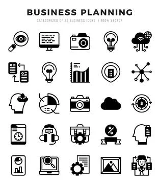 Business Planning elements. Lineal Filled web icon set. Simple vector illus.. Stock Illustration