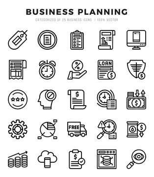 Business Planning elements. Lineal web icon set. Simple vector illustration. Stock Illustration
