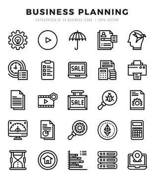 Business Planning elements. Lineal web icon set. Simple vector illustration. Stock Illustration