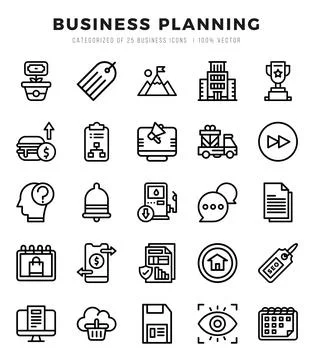 Business Planning elements. Lineal web icon set. Simple vector illustration. Stock Illustration