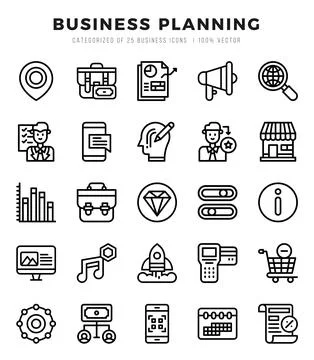 Business Planning elements. Lineal web icon set. Simple vector illustration. Stock Illustration