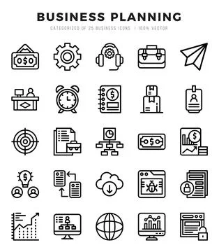Business Planning elements. Lineal web icon set. Simple vector illustration. Stock Illustration