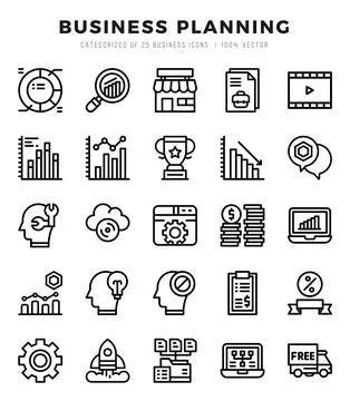 Business Planning elements. Lineal web icon set. Simple vector illustration. Stock Illustration