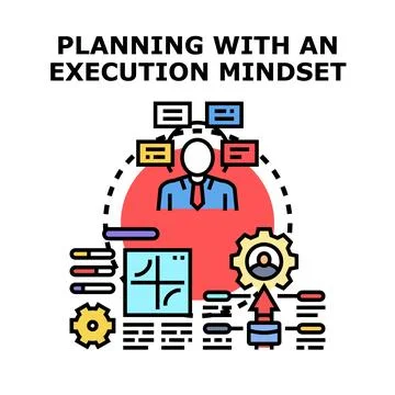 Business planning with an execution mindset concept Stock Illustration