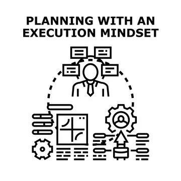Business planning with an execution mindset concept Stock Illustration