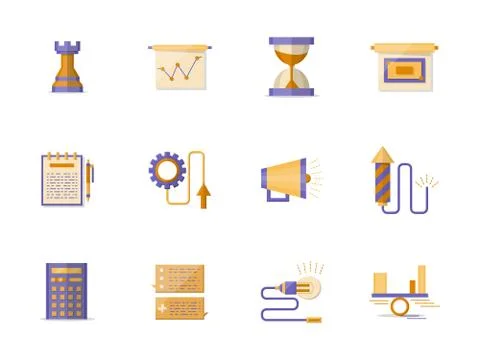 Business planning flat color vector icons Stockillustratie