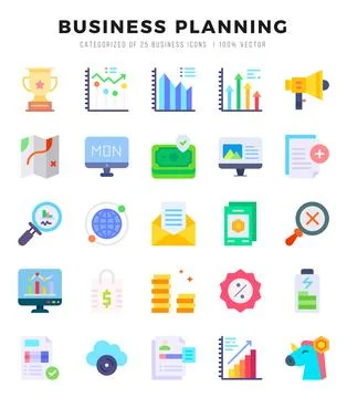 Business Planning. Flat icons Pack. vector illustration. Stock Illustration