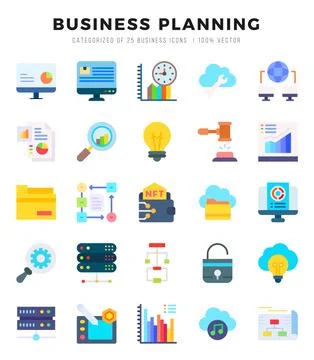 Business Planning. Flat icons Pack. vector illustration. Stock Illustration