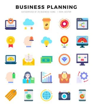 Business Planning Flat icons. Vector Flat illustration. Stock Illustration