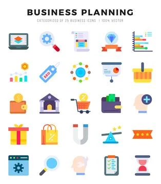 Business Planning Flat icons. Vector Flat illustration. イラスト素材