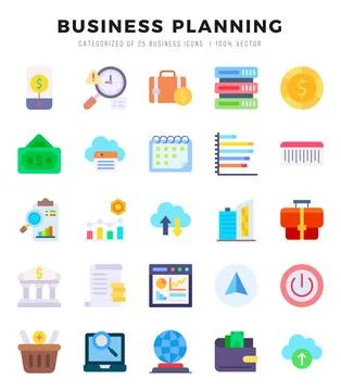 Business Planning Flat icons. Vector Flat illustration. Stock Illustration