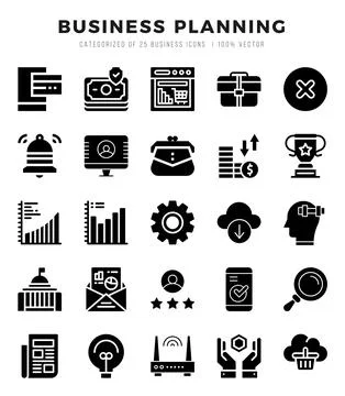 Business Planning Icon Bundle 25 Icons for Websites and Apps Illustrazione stock