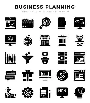 Business Planning Icon Bundle 25 Icons for Websites and Apps Illustrazione stock