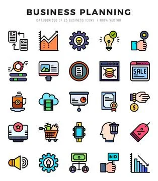 Business Planning icon pack for your website. mobile. presentation. and log.. Stock Illustration