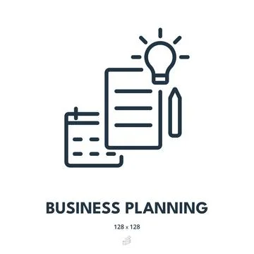 Business Planning Icon. Plan, Analysis, Project. Editable Stroke Stock Illustration