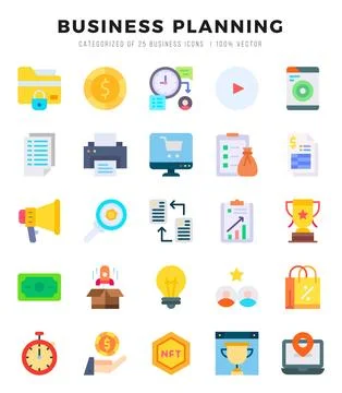 Business Planning Icons bundle. Flat style Icons. Vector illustration. Stock Illustration