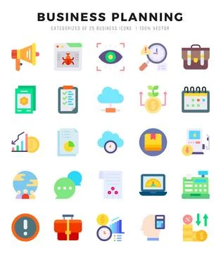 Business Planning Icons bundle. Flat style Icons. Vector illustration. Stock Illustration