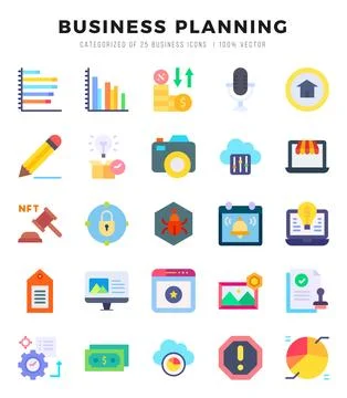 Business Planning Icons bundle. Flat style Icons. Vector illustration. Stock Illustration