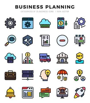 Business Planning icons set. Vector illustration. Illustrazione stock
