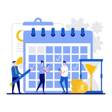 Business planning, schedule, work control concept with tiny character. Peop.. Stock Illustration