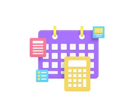 Business planning workflow process time management 3d icon realistic vector.. Illustrazione stock