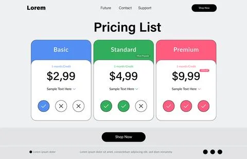 Business plans web comparison pricing table. Price plan set. Vector illustr.. Stock Illustration