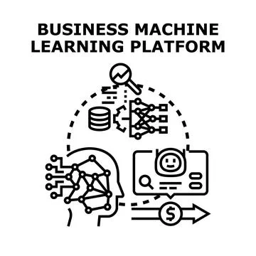 Business platform leveraging ai for machine learning processes Stock Illustration