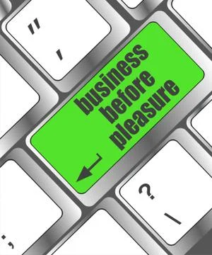 Business before pleasure button on computer keyboard key Stock Illustration