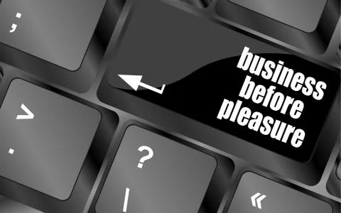 Business before pleasure button on computer keyboard key Stock Illustration