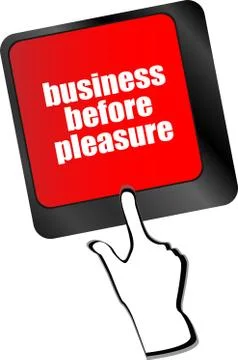 Business before pleasure button on computer keyboard key 스톡 일러스트