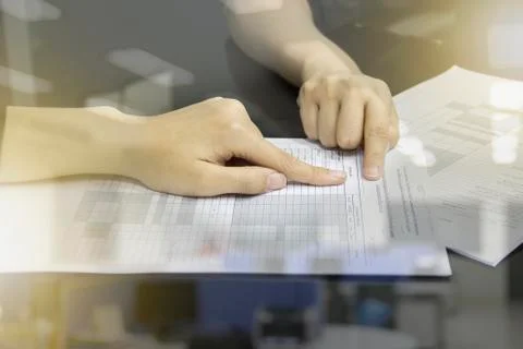 Business pointing to document Stock Photos