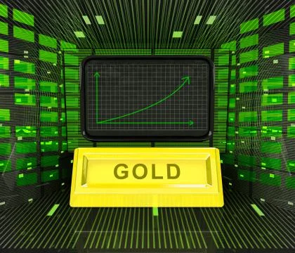 Business positive graph forecast or results of gold commodity illustration Stock Illustration