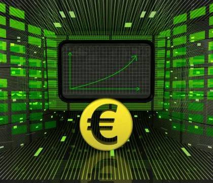 Business positive graph forecast or results of euro currency illustration Stock Illustration