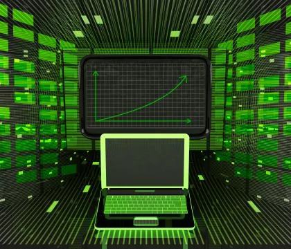 Business positive graph forecast or results in computer industry illustration 스톡 일러스트