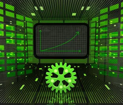 Business positive graph forecast or results in machinery industry Stock Illustration