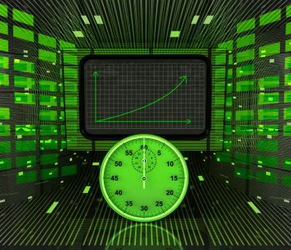 Business positive graph forecast or results with time count illustration Illustrazione stock
