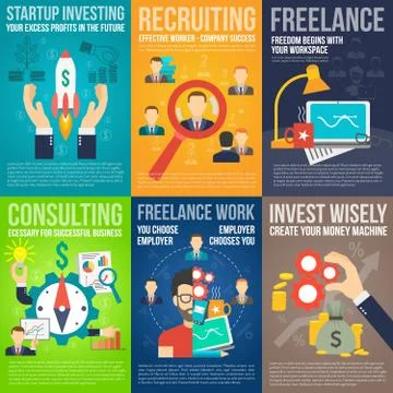Business Poster Set 스톡 일러스트