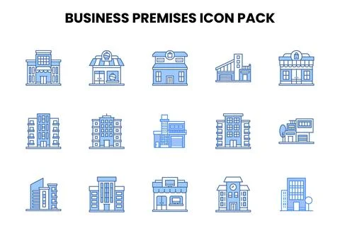 Business Premises Two Colour Design Icons Pack Stockillustratie