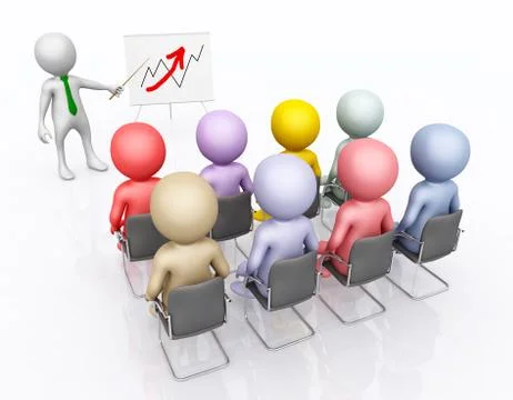 Business presentation with 3D figures Stock Illustration