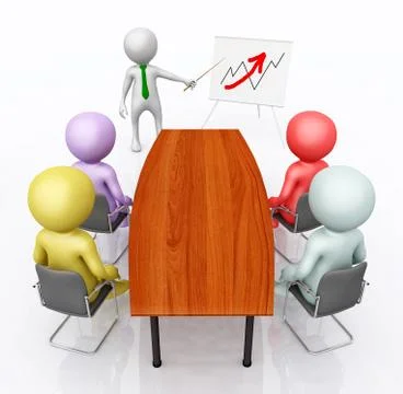 Business presentation with 3D figures Illustrazione stock