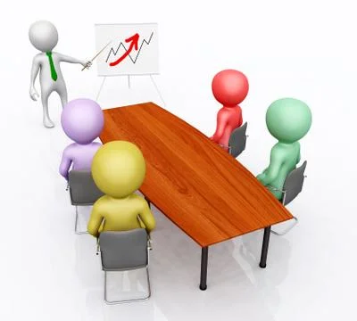 Business presentation with 3D figures Stock Illustration