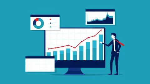 Business presentation and data analysis for investment ideas Stock Illustration