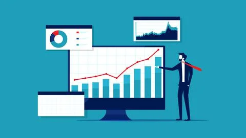 Business presentation and data analysis for investment ideas. business concep Illustrazione stock